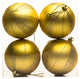 Gold  Ball Ornament With Spiral Design 4 Pack