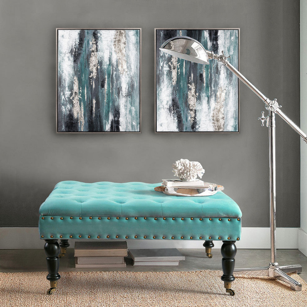 Supersoft Tuft Coffee Table Ottoman, Agate Green, 33"x33"x18"