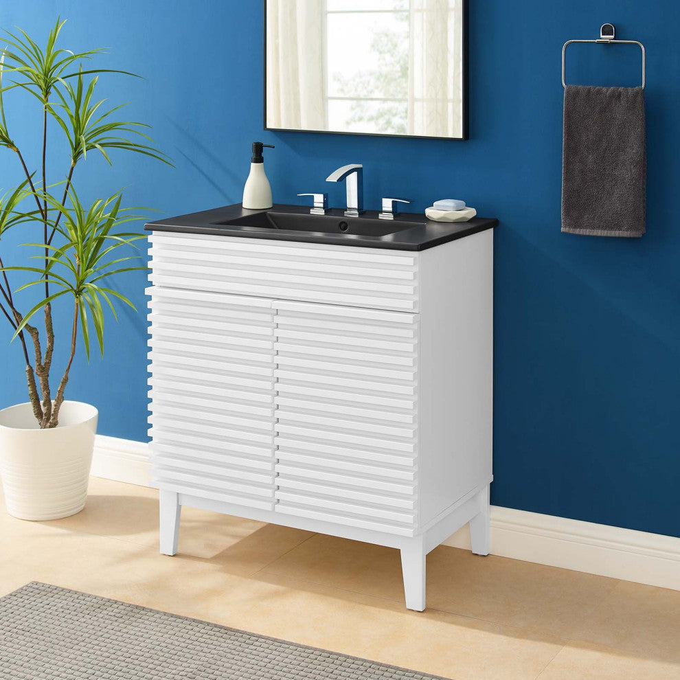 Render 30" Bathroom Vanity, White Black