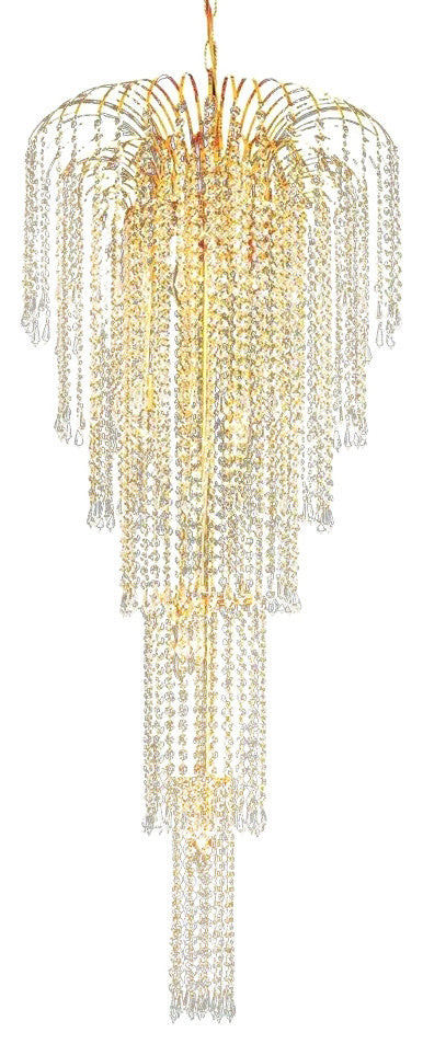 Elegant Falls Foyer Hall Light, Gold Finish With Royal Cut Crystal