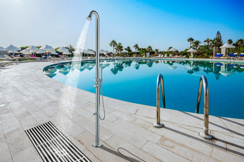 HEATGENE Outdoor Shower With Showerhead, Wand Hand Shower and Foot Spout Rinse,