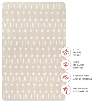 Mini Crib Sheet, GOTS Certified Organic Muslin Cotton, Beach Bum