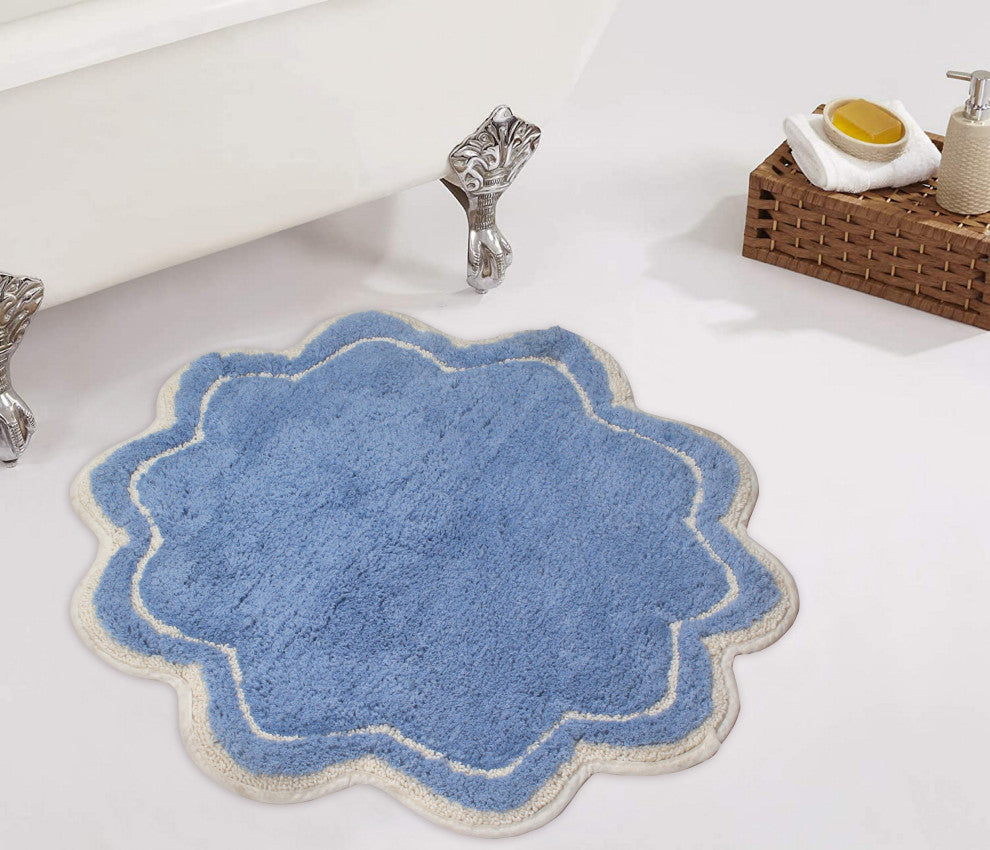 Allure Collection Absorbent Cotton Machine Washable Rug 30" Round, Blue