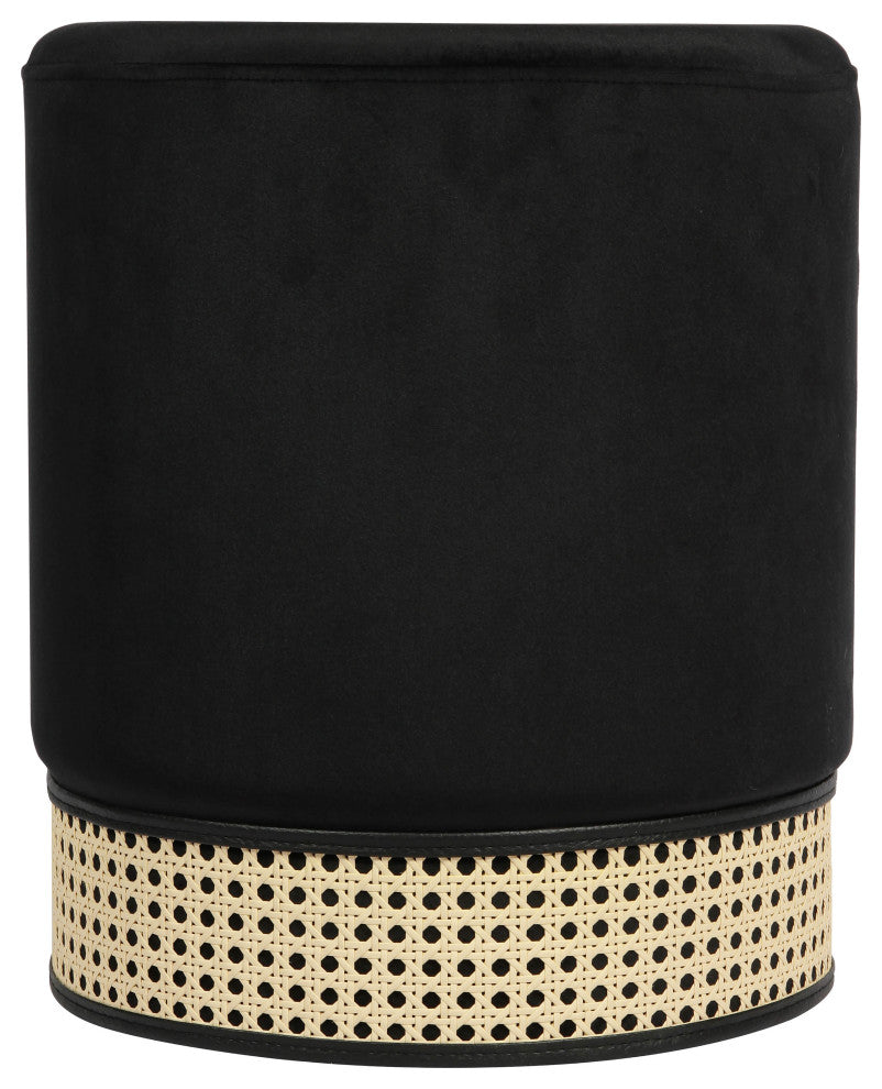 TOV Furniture Ivy Black Velvet Ottoman