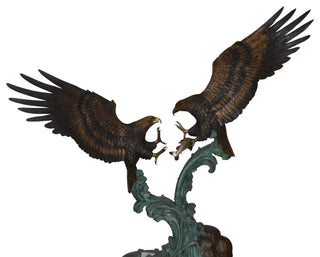 Opposing Eagles Bronze Statue - Size: 90"L x 69"W x 90"H.