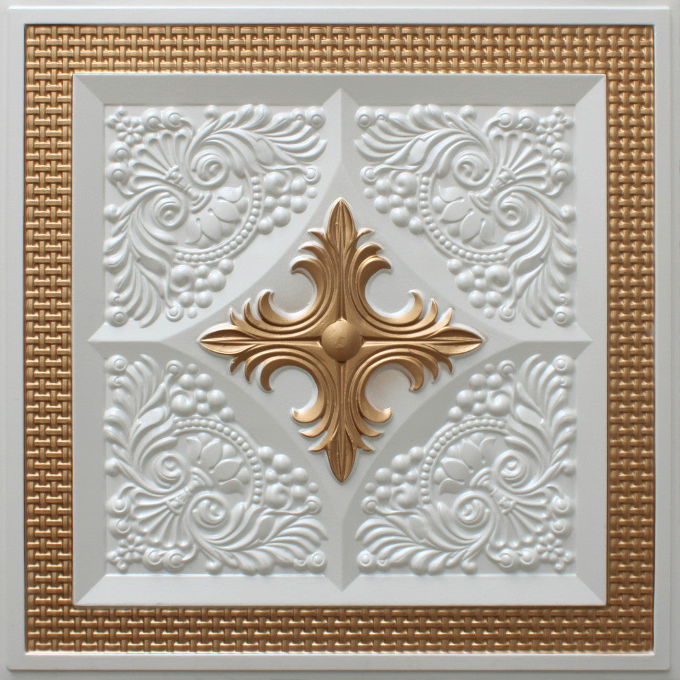 Pearl White Gold 3D Ceiling Panels, 2'x2', 100 Sq Ft, Pack of 25