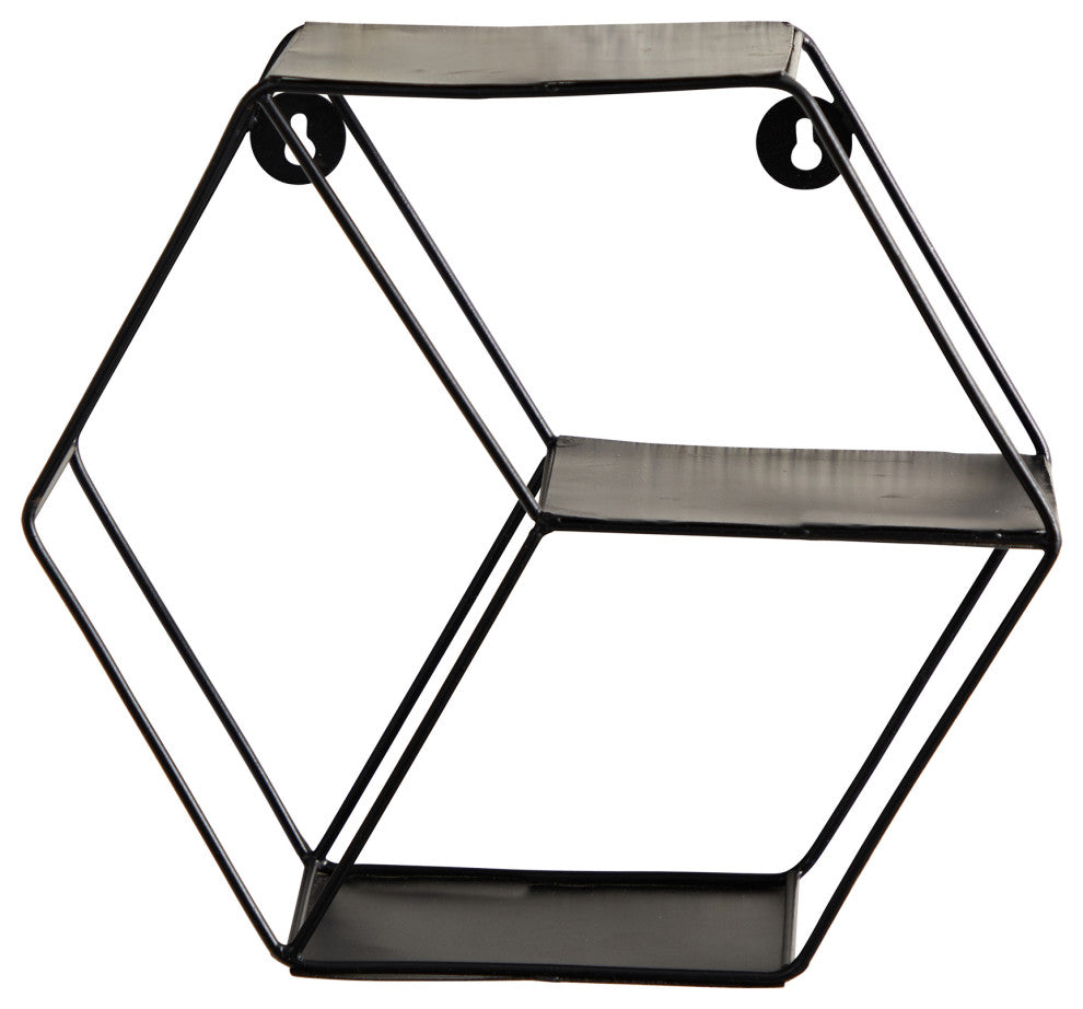 10" Black Matte Hexagon Wall Shelf