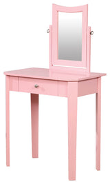 Quinn Contemporary Vanity Table and Stool Set, Pink