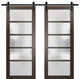 Double Barn Door 48 x 80 Frosted Glass, Quadro 4002 Chocolate Ash, 13' Rail