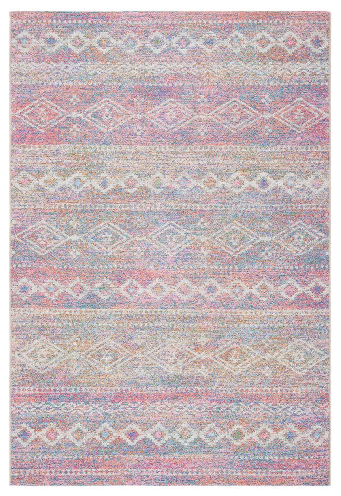 Safavieh Summer Collection, SMR498 Indoor/Outdoor Rug, Ivory/Pink, 6'6"x9'4"