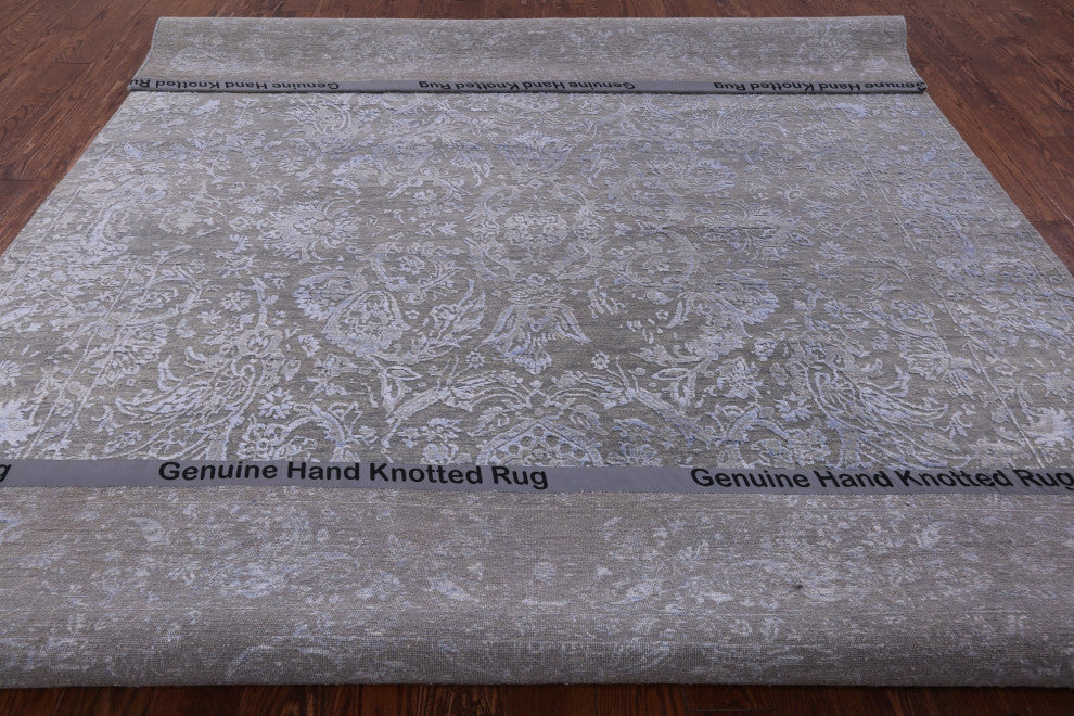 Hand Knotted Persian Wool and Silk Rug 8' 2" X 10' 3" Q6209