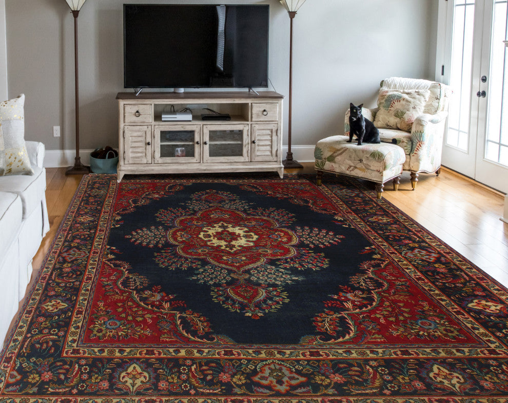 Fine Vintage Distressed Chehra Navy Rug