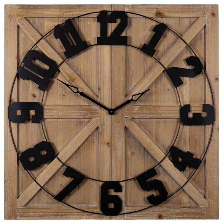 31.5" Modern Farmhouse Round on Square Wall Clock