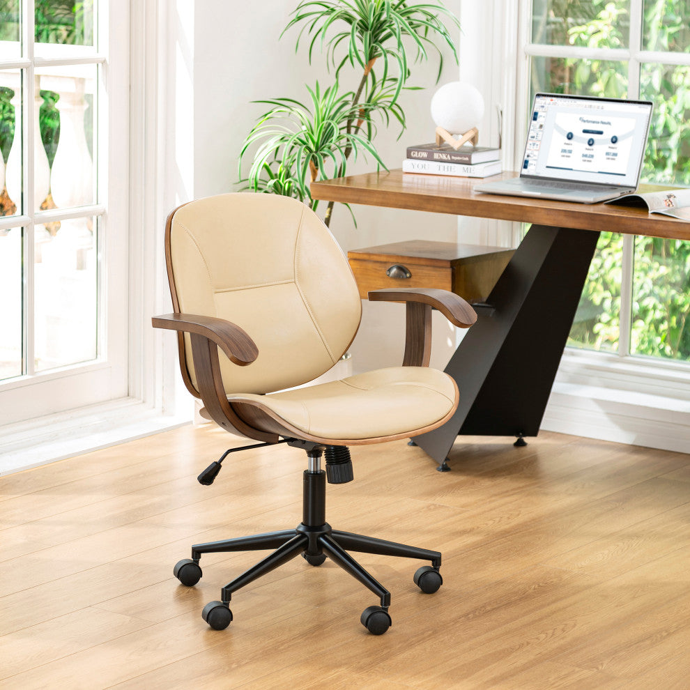 Beige Gaslift Adjustable Swivel Office Chair