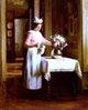 Franck Antoine Bail A Maid Watering Flowers, 20"x25" Gallery Wrapped Canvas