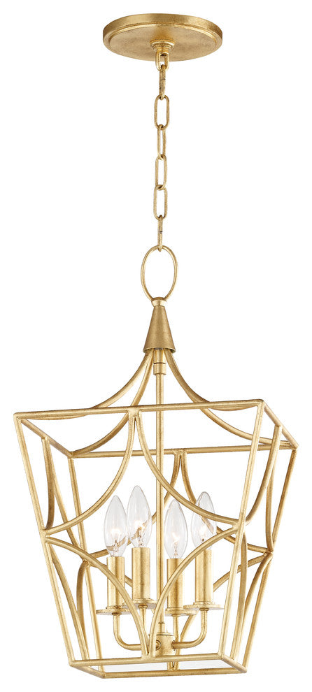 Green Point Light Pendant, Gold Leaf, 4-Light Small