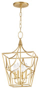 Green Point Light Pendant, Gold Leaf, 4-Light Small