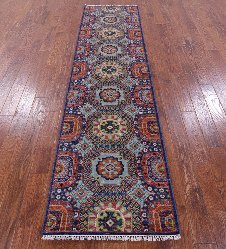 2' 7" X 10' 0" Mamluk Hand-Knotted Wool Runner Rug - Q15912