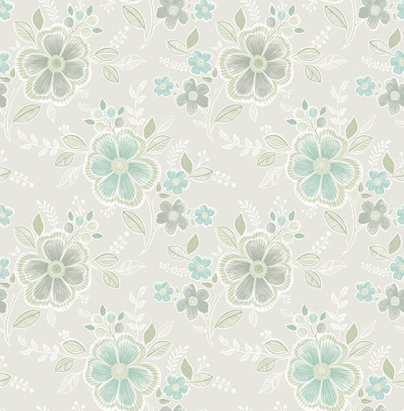 Contemporary Floral Wallpaper, Gray, Bolt