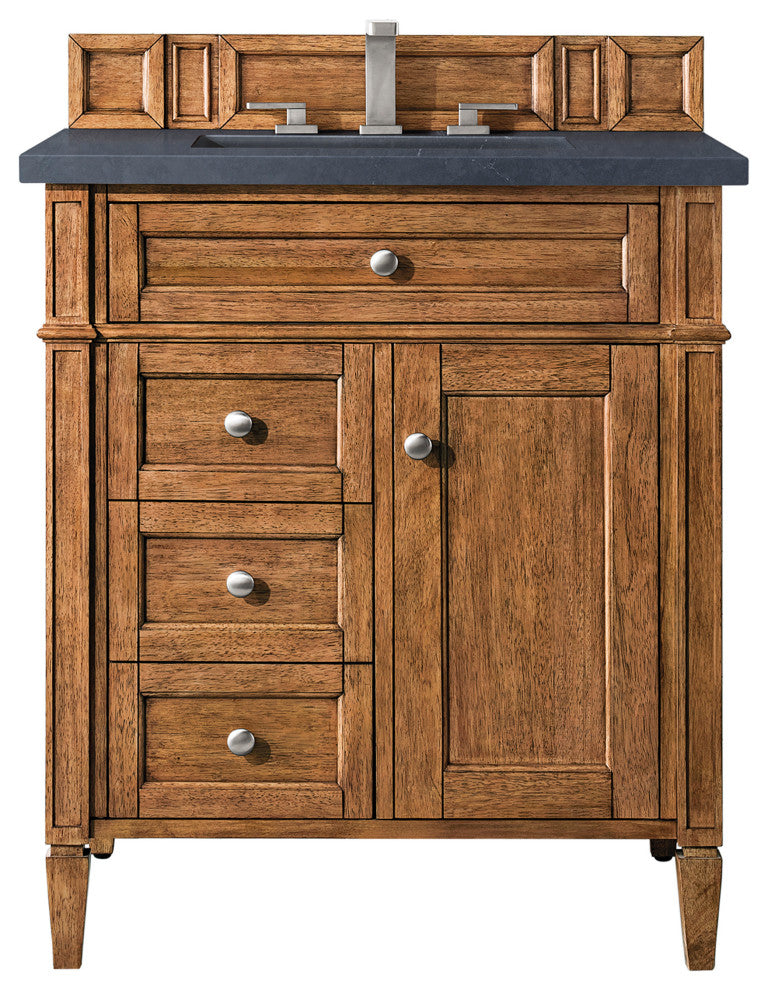 Brittany 30" Vanity, Saddle Brown, Charcoal Soapstone Quartz Top