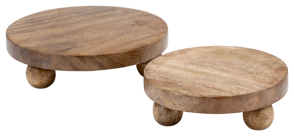 Wood, Set of 2 8/10"D Round Risers, Natural