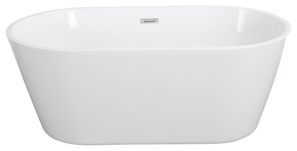 Acrylic Freestanding Soaking Bathtub, White, 59"
