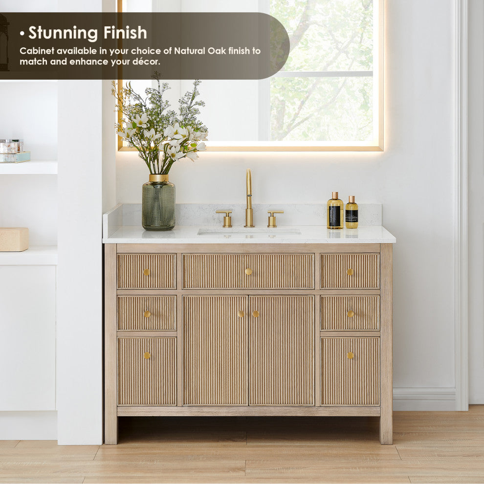 Cerrito Bathroom Vanity, Natural Oak, 48" Single, Without Mirror