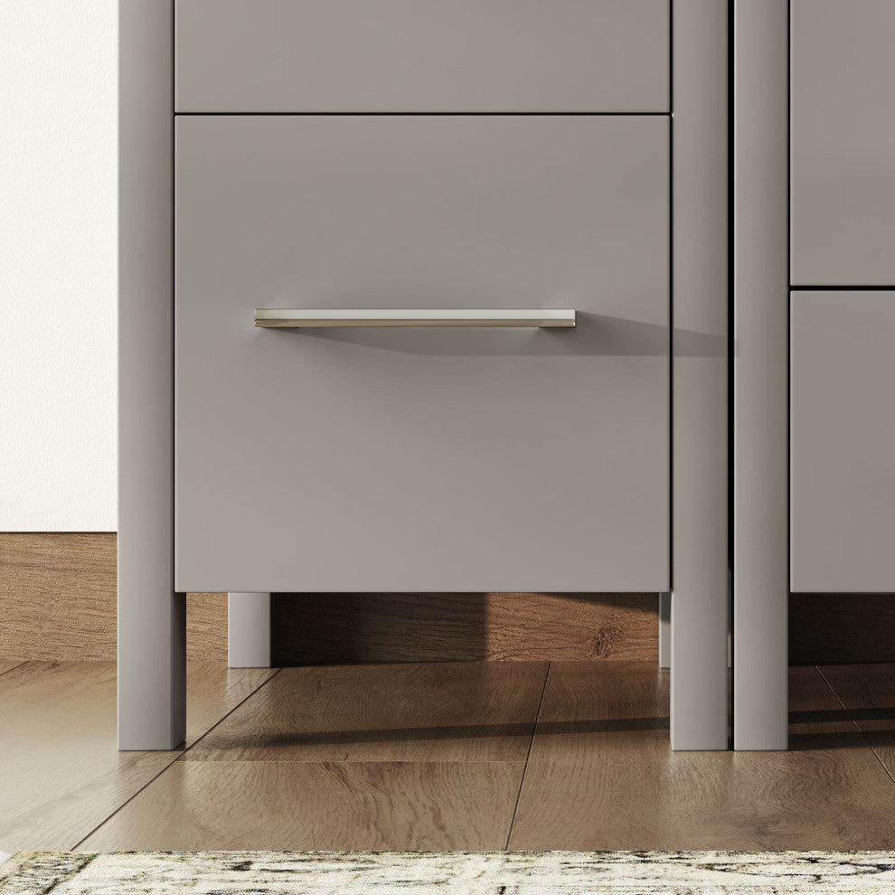 The Pullman Bathroom Vanity, Gray, 96", Double Sink, Freestanding