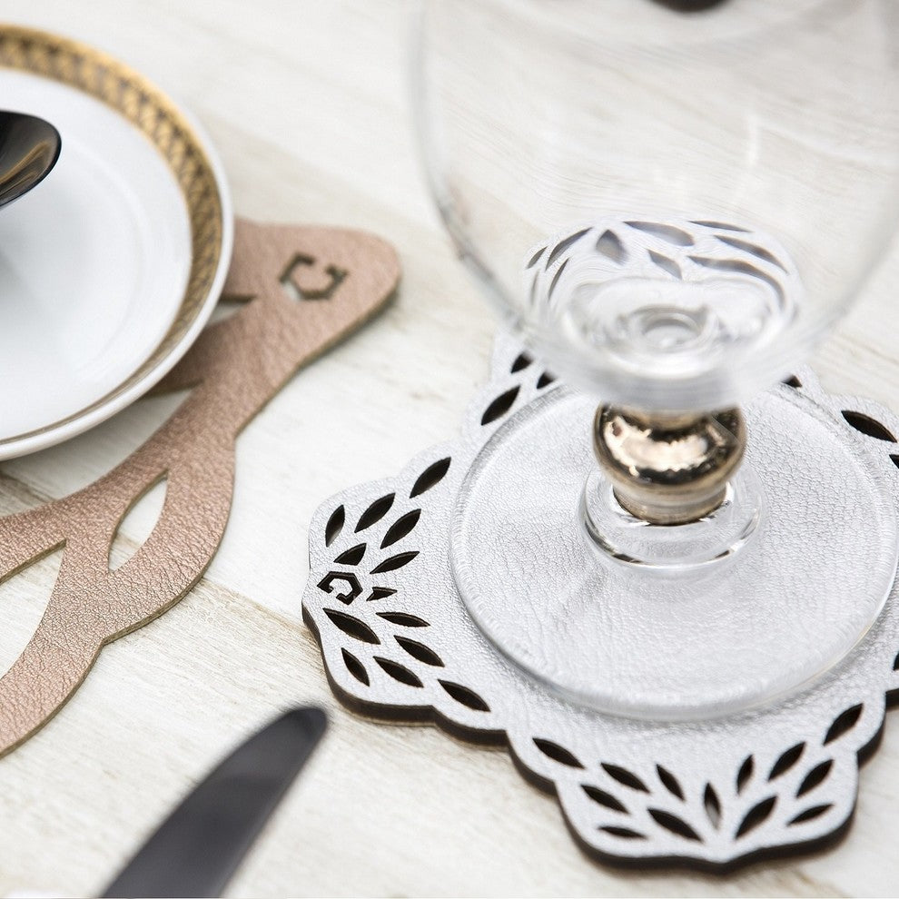Double-Sided Reversible Floral Coasters Set of 4
