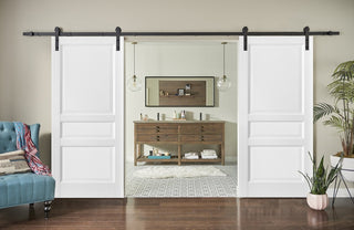 Double Barn Doors 60x80 & 13FT Hardware|Lucia 31 Matte White|Panel Wooden Solid