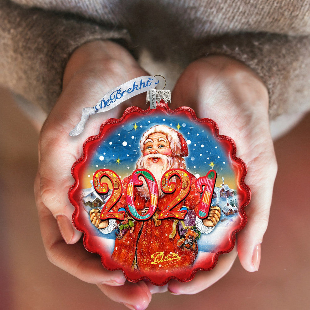 2024 Dated Celebration Santa Wreath Glass Ornament