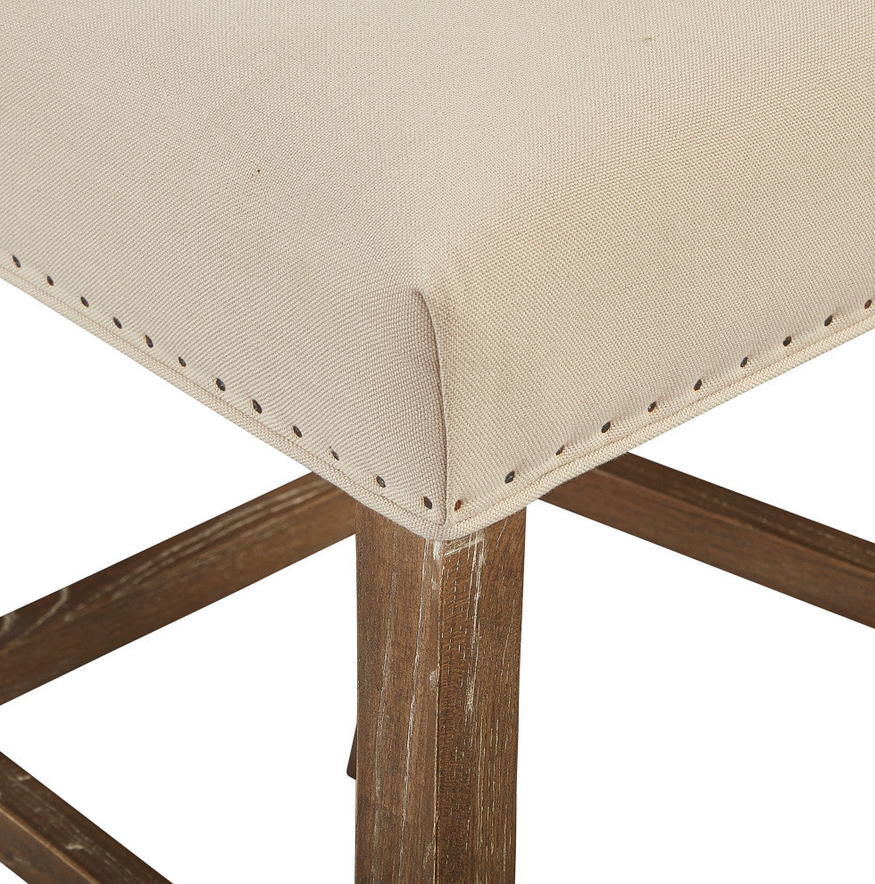 Brickell Oak Traditional Counter Stool with Nailhead Accents