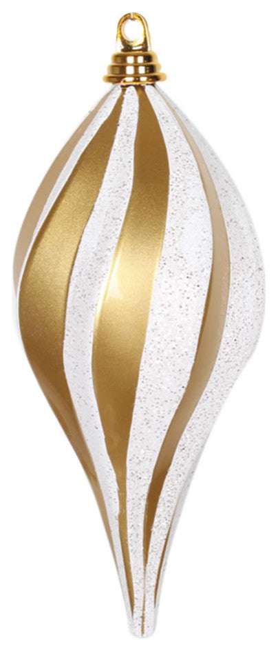 Vickerman M132675 12'' Gold And Silver Glitter Swirl Drop Christmas Ornament