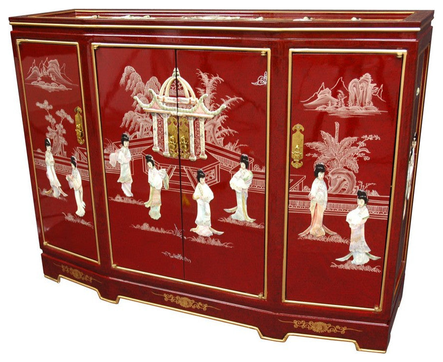 Slant Front Cabinet, Red