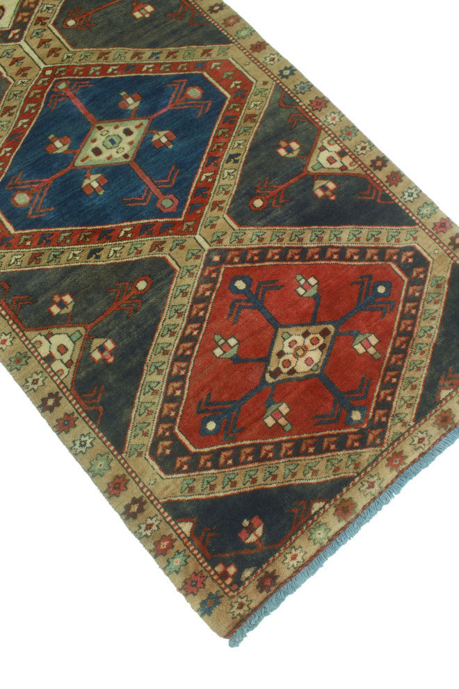 Semi-Antique Matthew Charcoal/Light Brown Runner, 2'11x9'11