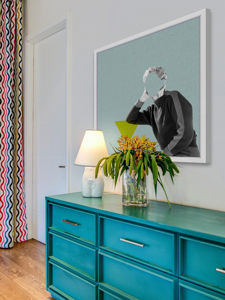 Marmont Hill, "No Face Azul I" by Bengoa Vazquez Framed Painting Print, 12x12