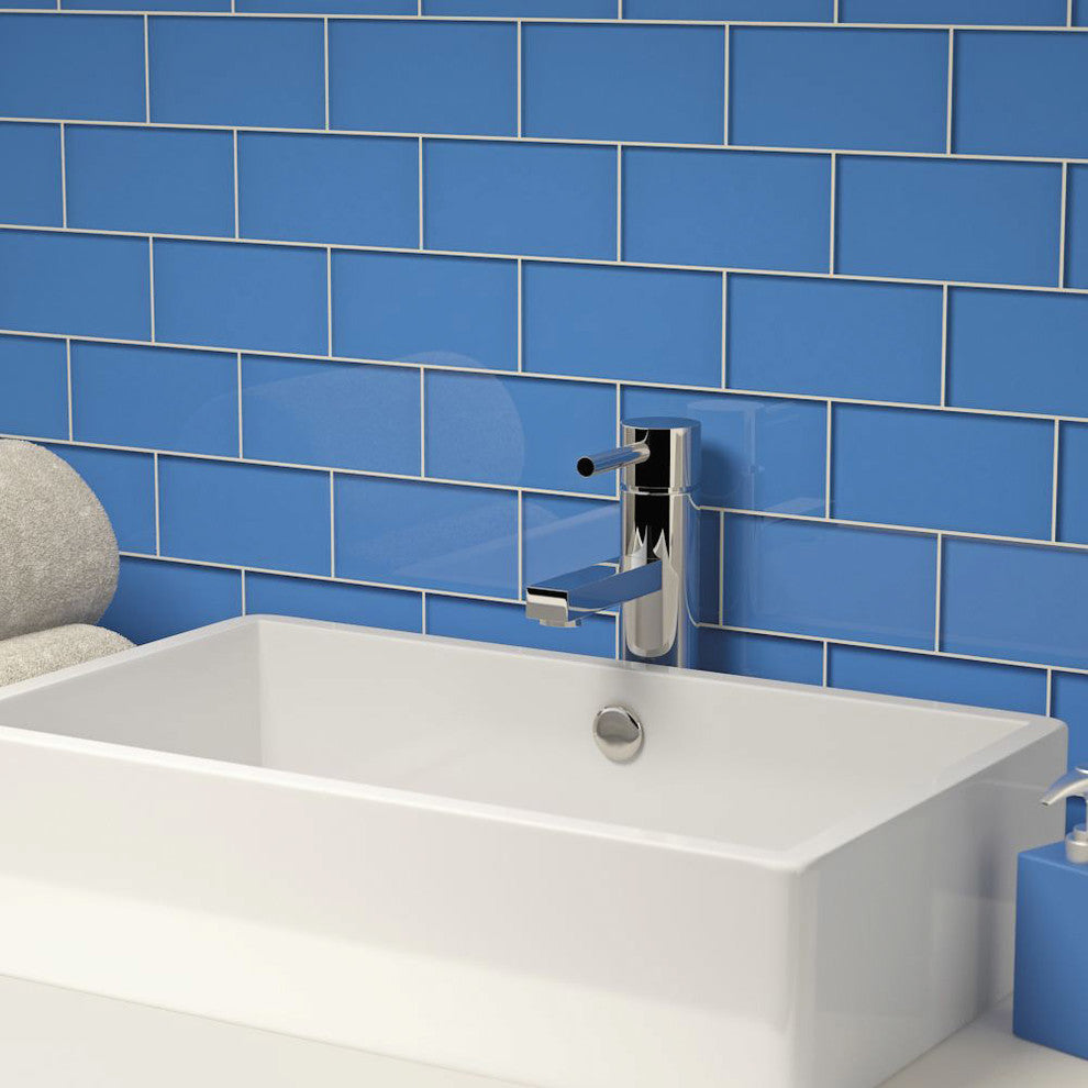Glass Subway Tile, Azure, Sample Swatch