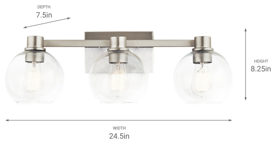 Kichler Harmony Bath Light, Brushed Nickel, 3