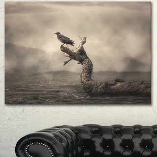 Crow Perching on Tree, Animal Canvas Art Print, 40"x30"