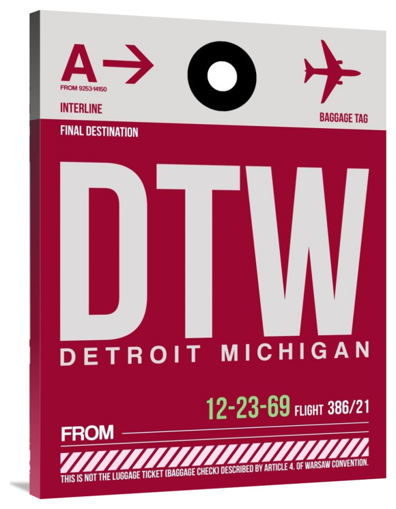 "DTW Detroit  Luggage Tag 1" Fine Art Print