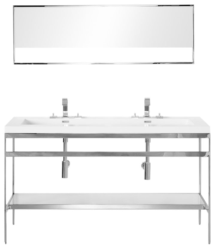 C 60.5" Double Bathroom Vanity Set With Mirror