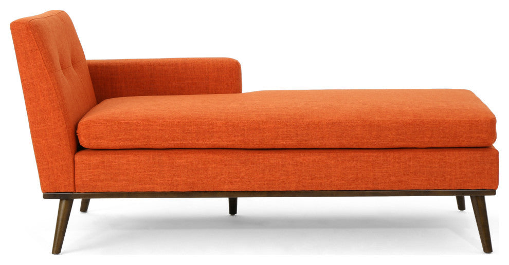 GDF Studio Sophia Mid-Century Modern Fabric Chaise Lounge, Muted Orange