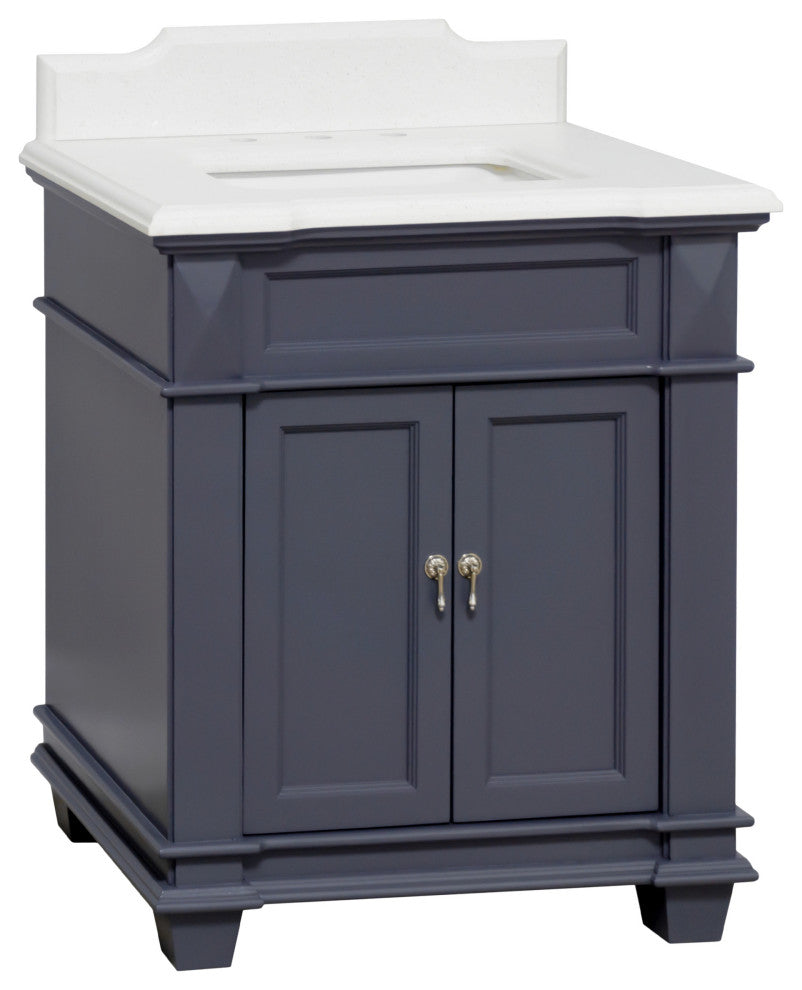 Elizabeth 30" Bathroom Vanity, Base: Marine Gray, Top: Quartz