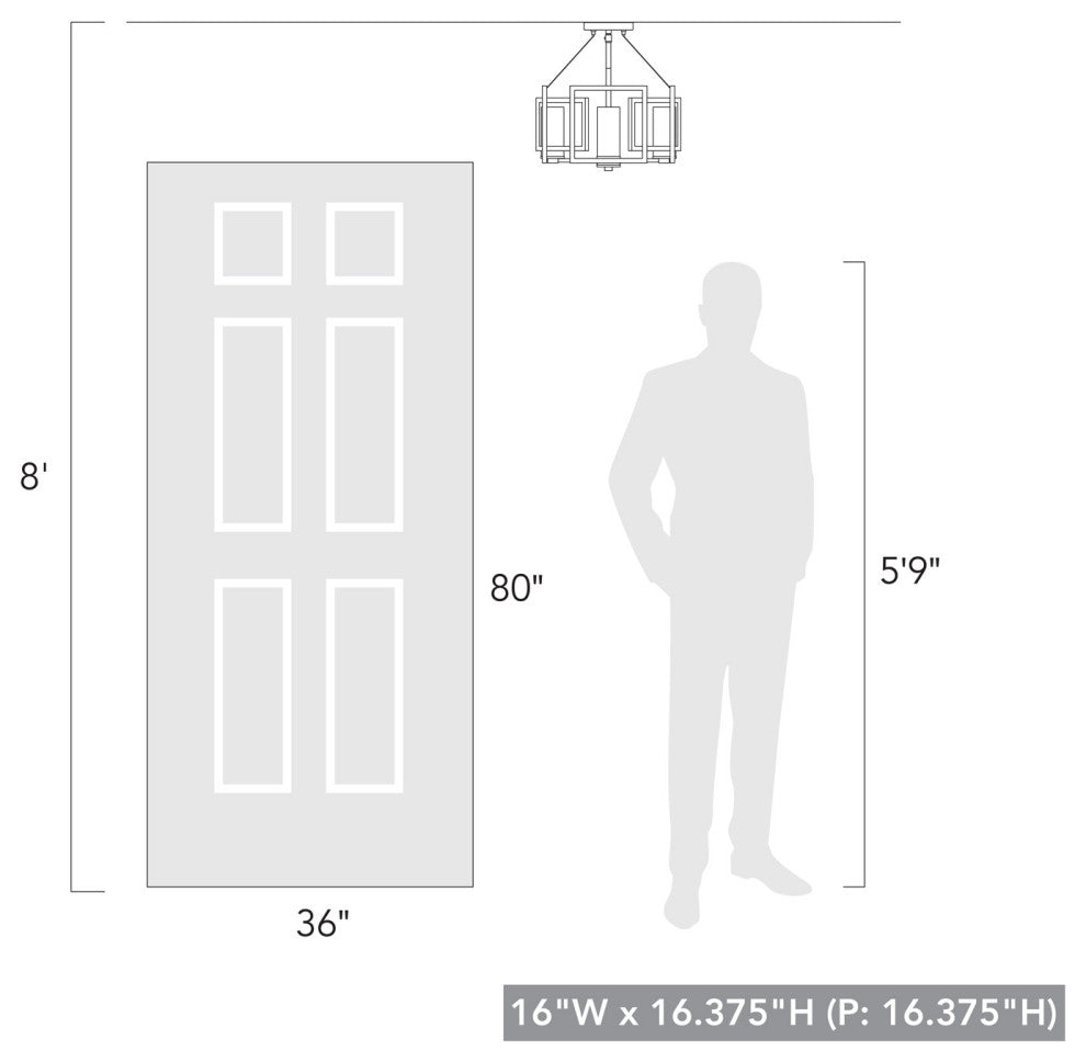 Marco Semi-Flush, Convertible, Pewter With Clear Glass