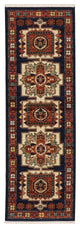 12' Blue Red Machine Woven Medallions Indoor Runner Rug
