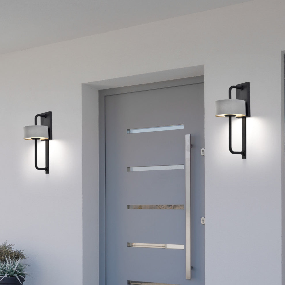 Overtop 10W LED Medium Wall Lantern, Matte Black/Silver
