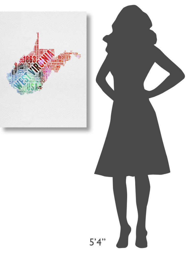 "West Virginia Watercolor Word Cloud" Fine Art Print