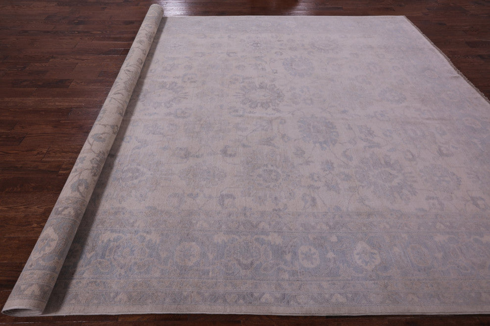 9' 10" X 13' 7" White Wash Peshawar Handmade Rug Q9534