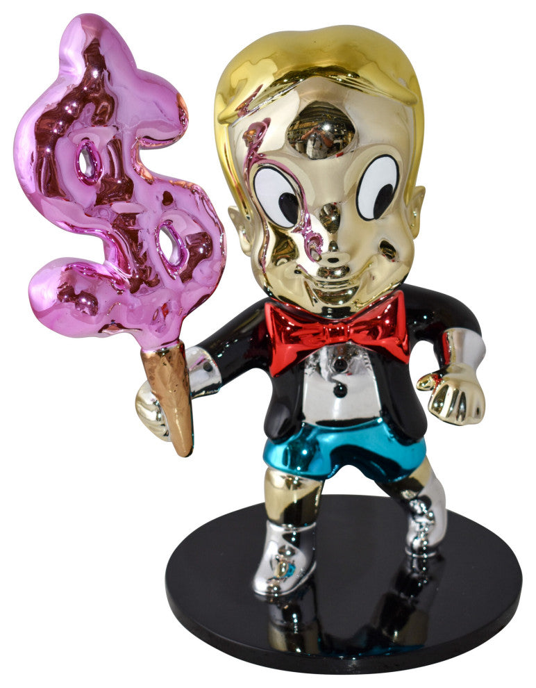 Cartoon Monopoly Girl with Money Cotton Candy Resin Statue 12" x 10" x 15"H