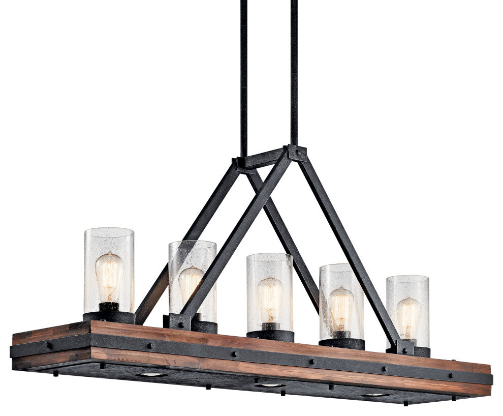 Kichler Colerne Linear Chandelier, Auburn Stained, 5+3